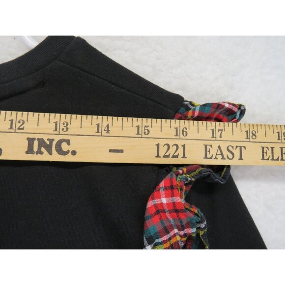 J.Crew Sweatshirt Womens XL Black Plaid Ruffle Shoulder Crewneck Pullover Tartan - Picture 6 of 8